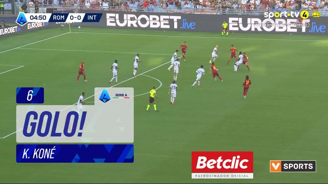 GOLO! Roma, K. Koné aos 6', Roma 1-0 Internazionale