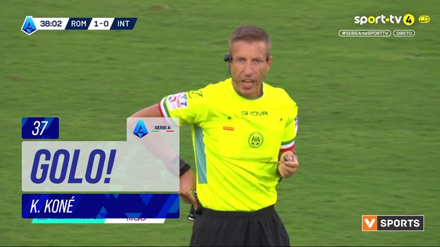 GOLO! Roma, K. Koné aos 37', Roma 2-0 Internazionale