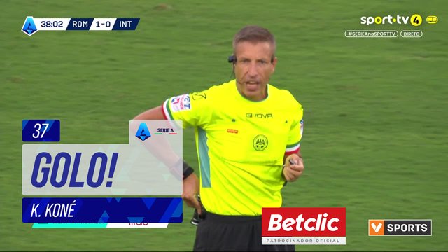 GOLO! Roma, K. Koné aos 37', Roma 2-0 Internazionale