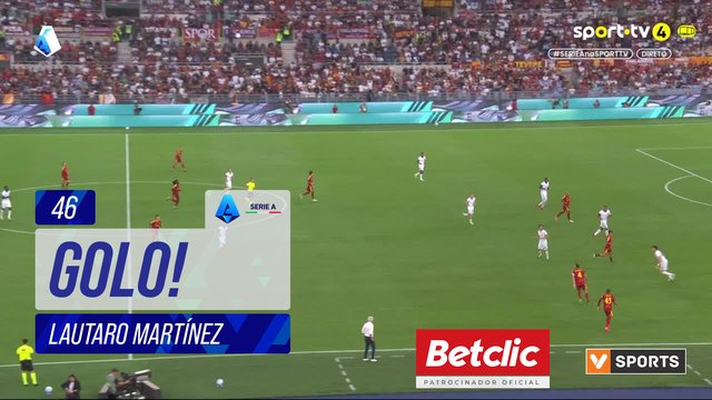 GOLO! Internazionale, Lautaro Martínez aos 46', Roma 2-1 Internazionale