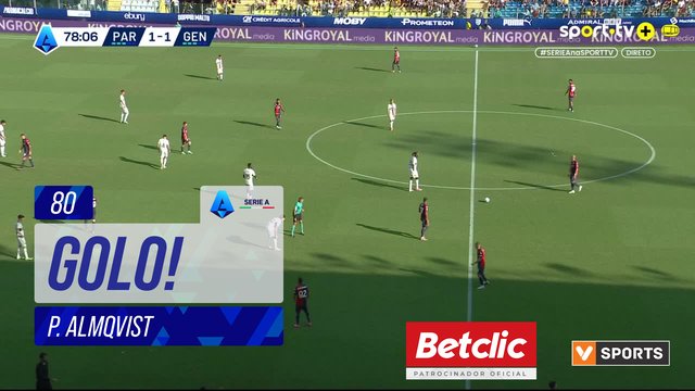 GOLO! Parma, P. Almqvist aos 80', Parma 2-1 Genoa