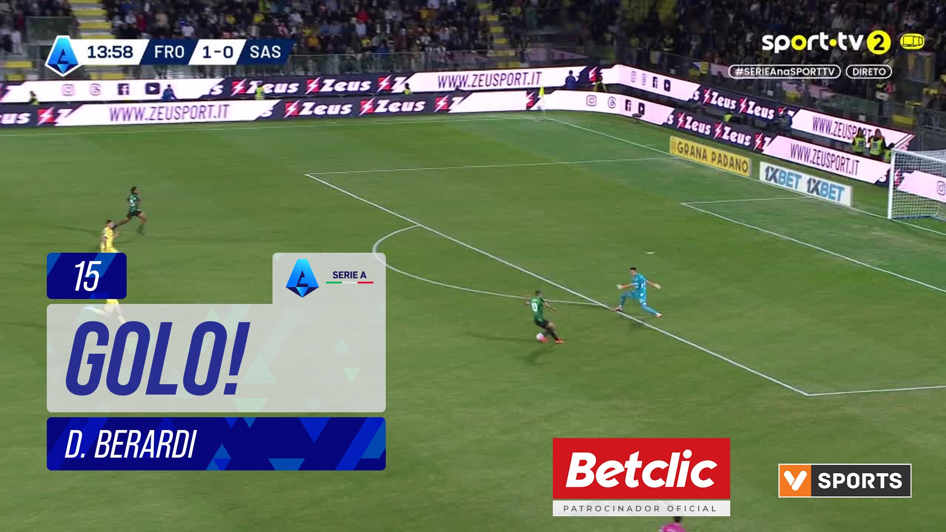 GOLO! Sassuolo, D. Berardi aos 15', Frosinone 1-1 Sassuolo :: Golos ...