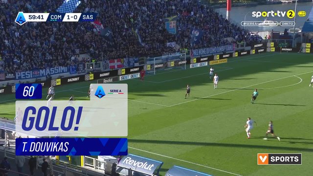 GOLO! Como, T. Douvikas aos 60', Como 2-0 Sassuolo