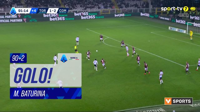 GOLO! Como, M. Baturina aos 90'+2', Torino 1-3 Como