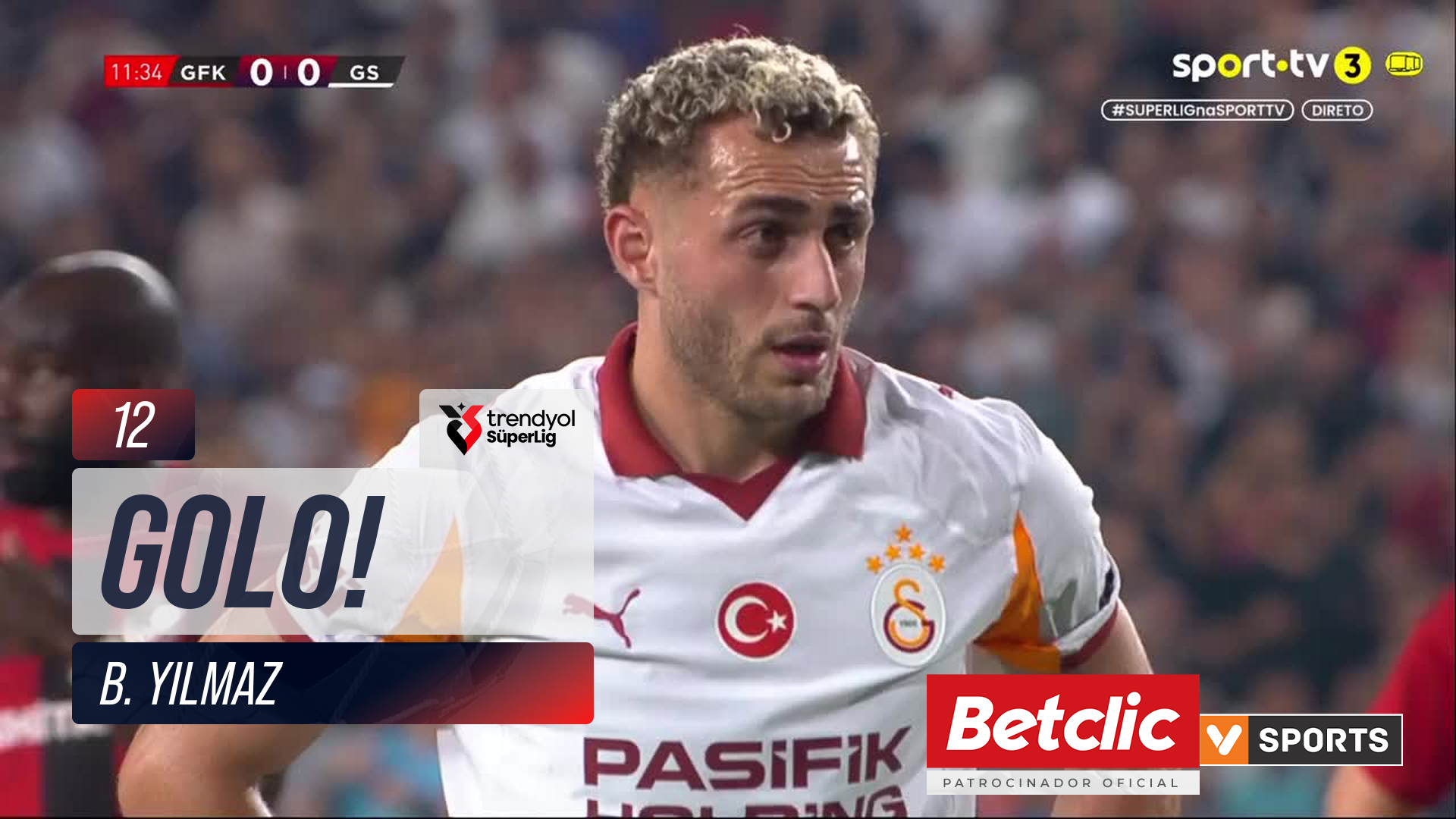 GOLO! Galatasaray, B. Yılmaz aos 12', Gaziantep FK 0-1 Galatasaray
