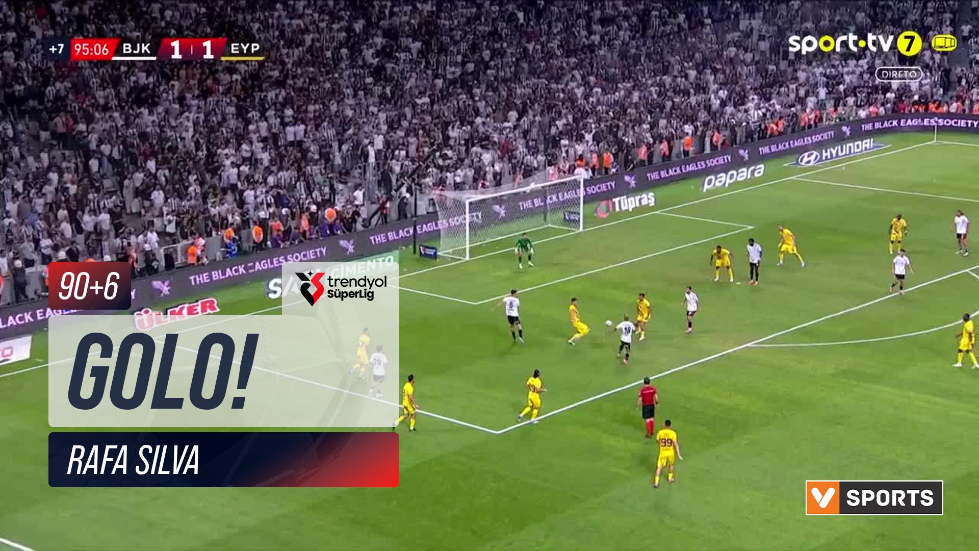 GOLO! Beşiktaş, Rafa Silva aos 90'+6', Beşiktaş 2-1 Eyüpspor