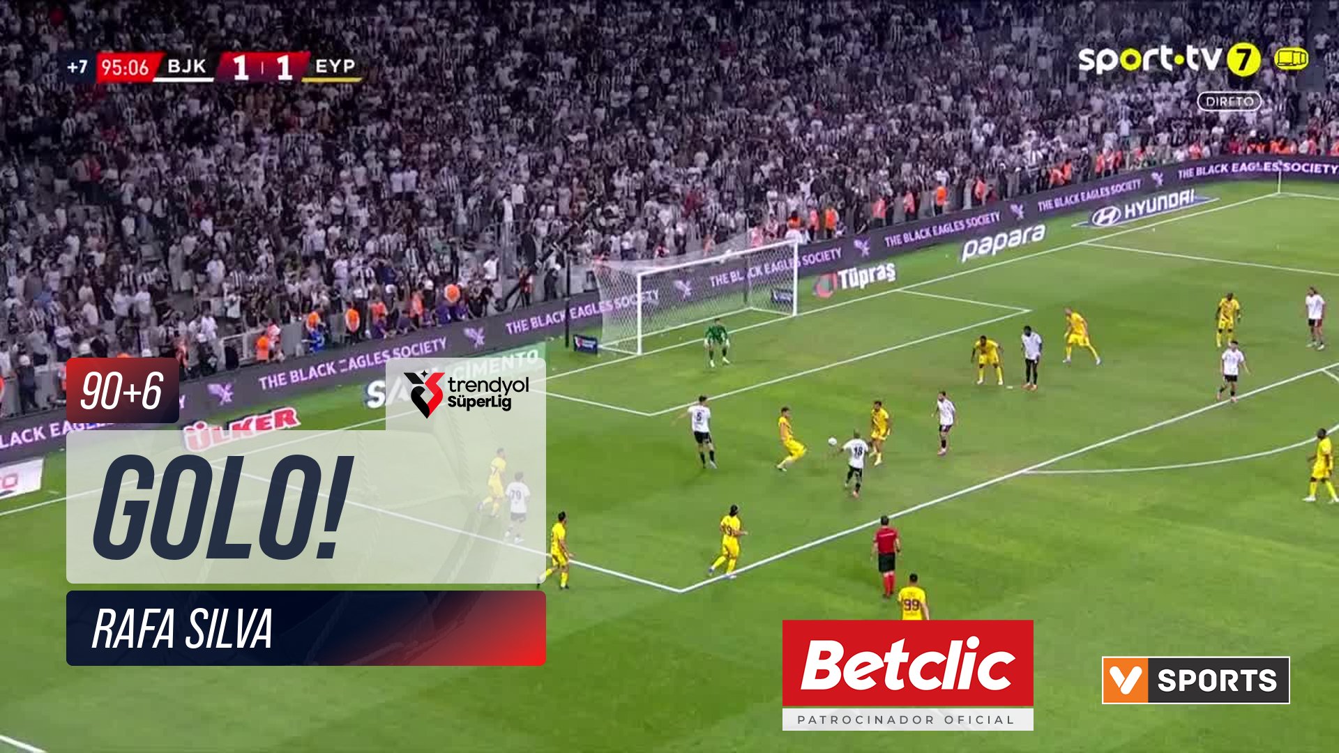 GOLO! Beşiktaş, Rafa Silva aos 90'+6', Beşiktaş 2-1 Eyüpspor