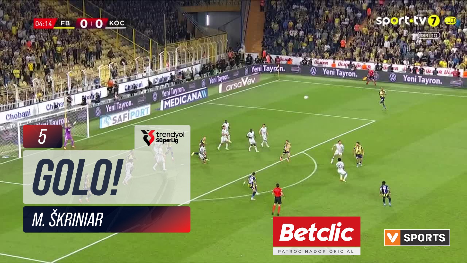 GOLO! Fenerbahçe, M. Škriniar aos 5', Fenerbahçe 1-0 Kocaelispor