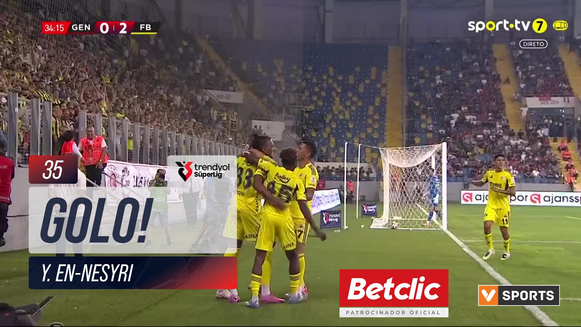 GOLO! Fenerbahçe, Y. En-Nesyri aos 35', Gençlerbirliği 0-2 Fenerbahçe