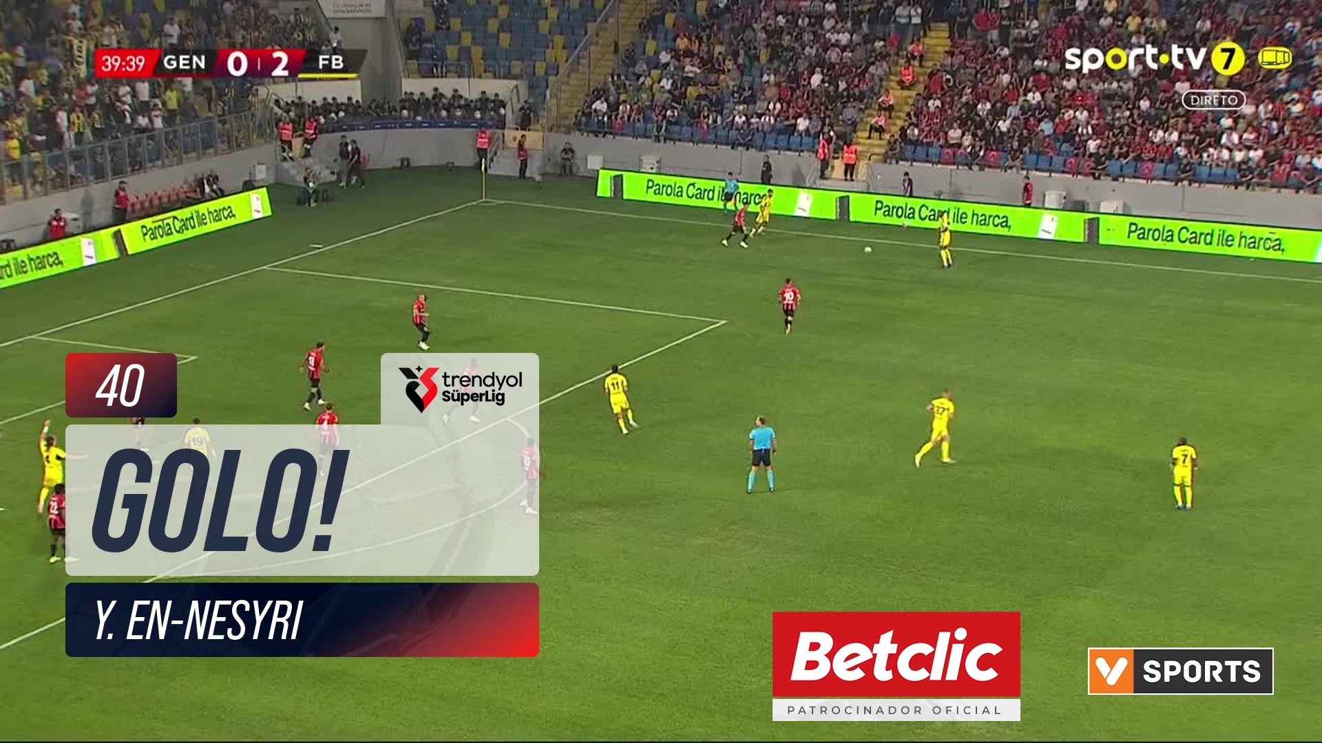GOLO! Fenerbahçe, Y. En-Nesyri aos 40', Gençlerbirliği 0-3 Fenerbahçe