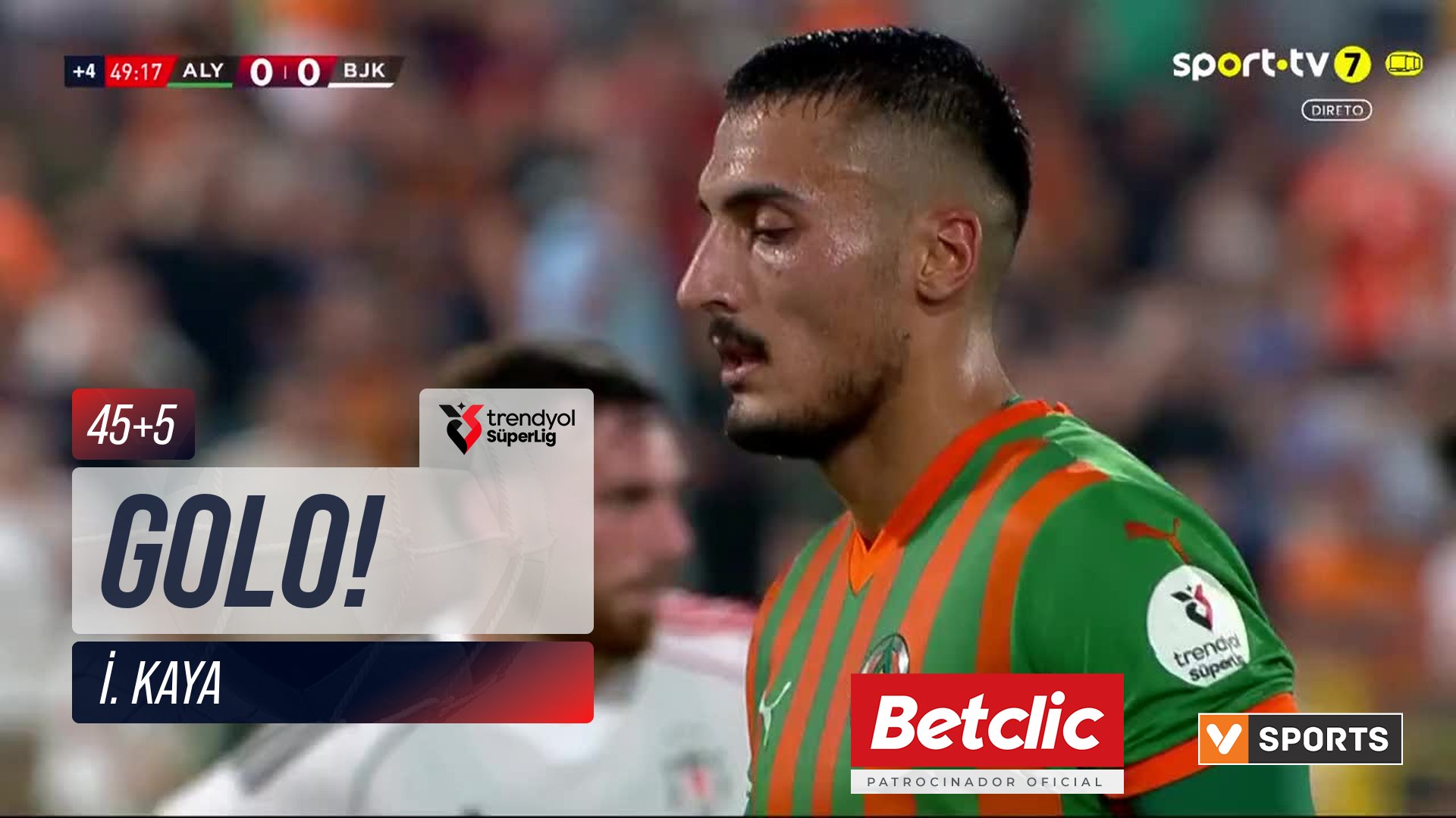 GOLO! Alanyaspor, İ. Kaya aos 45'+5', Alanyaspor 1-0 Beşiktaş
