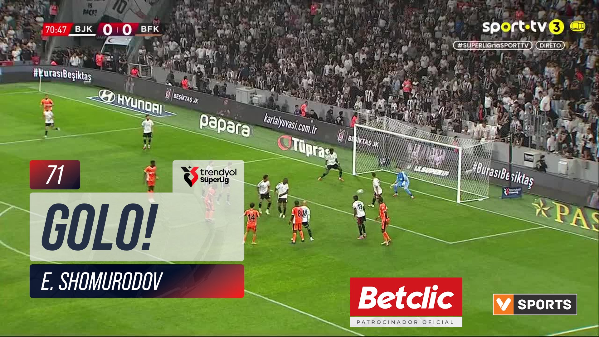 GOLO! Başakşehir, E. Shomurodov aos 71', Beşiktaş 0-1 Başakşehir