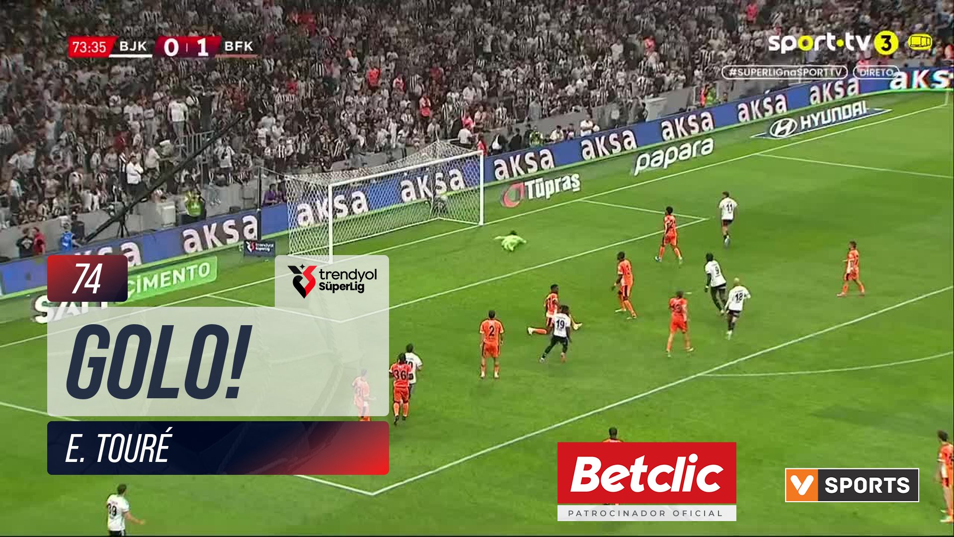 GOLO! Beşiktaş, E. Touré aos 74', Beşiktaş 1-1 Başakşehir