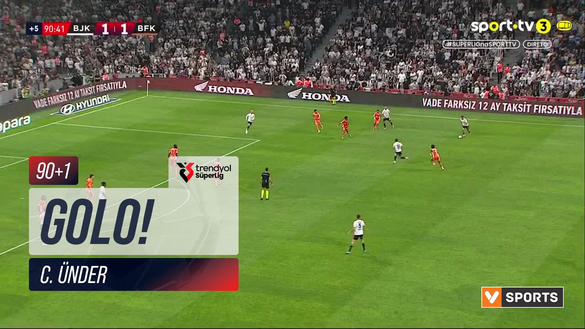GOLO! Beşiktaş, C. Ünder aos 90'+1', Beşiktaş 2-1 Başakşehir