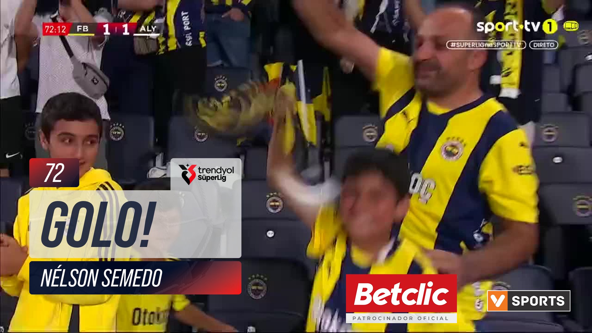 GOLO! Fenerbahçe, Nélson Semedo aos 72', Fenerbahçe 1-1 Alanyaspor
