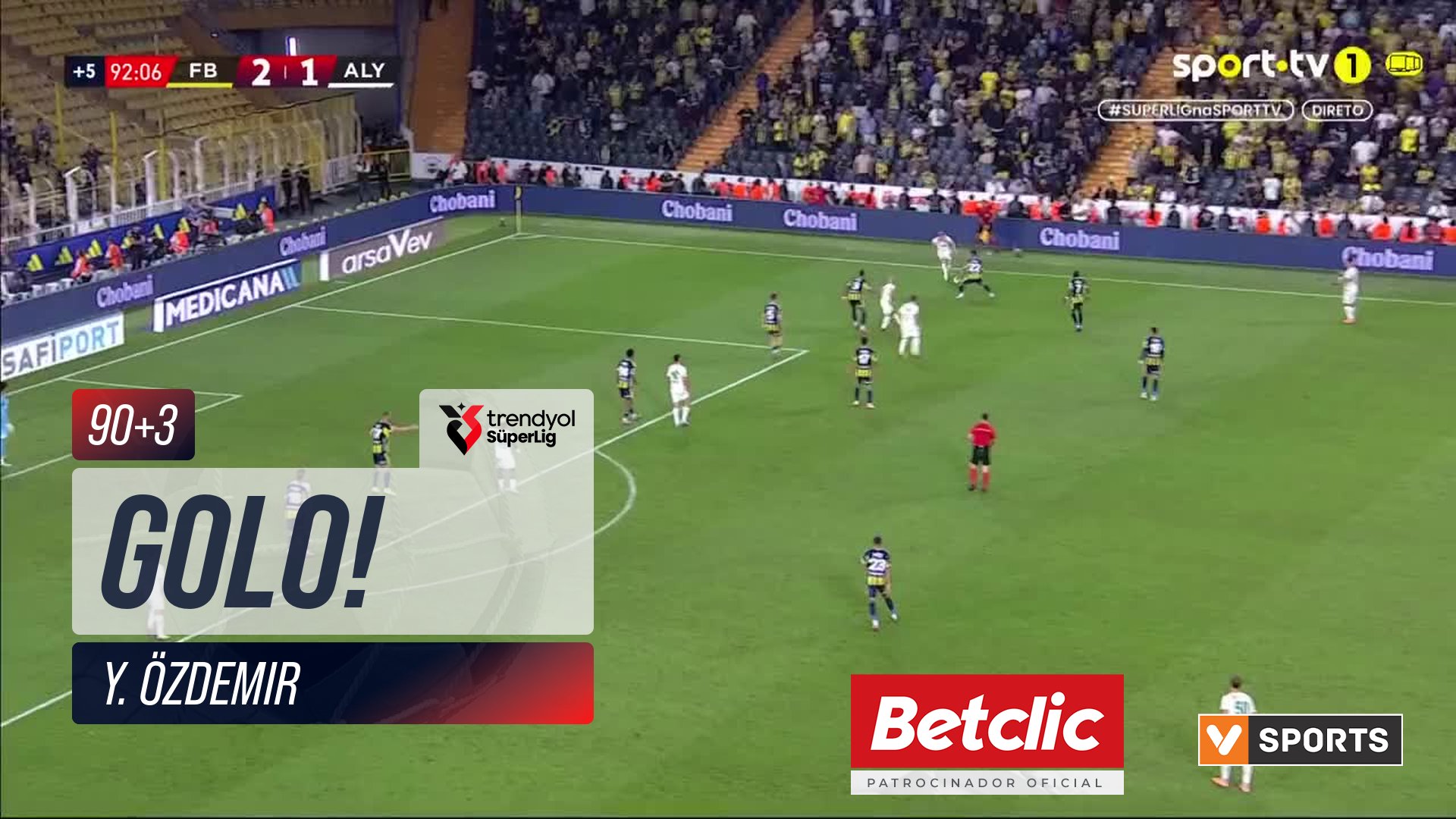 GOLO! Alanyaspor, Y. Özdemir aos 90'+3', Fenerbahçe 2-2 Alanyaspor