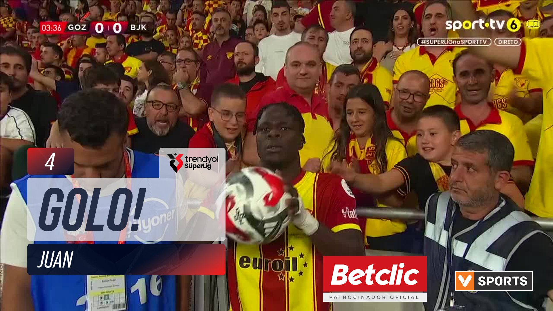 GOLO! Göztepe, Juan aos 4', Göztepe 1-0 Beşiktaş