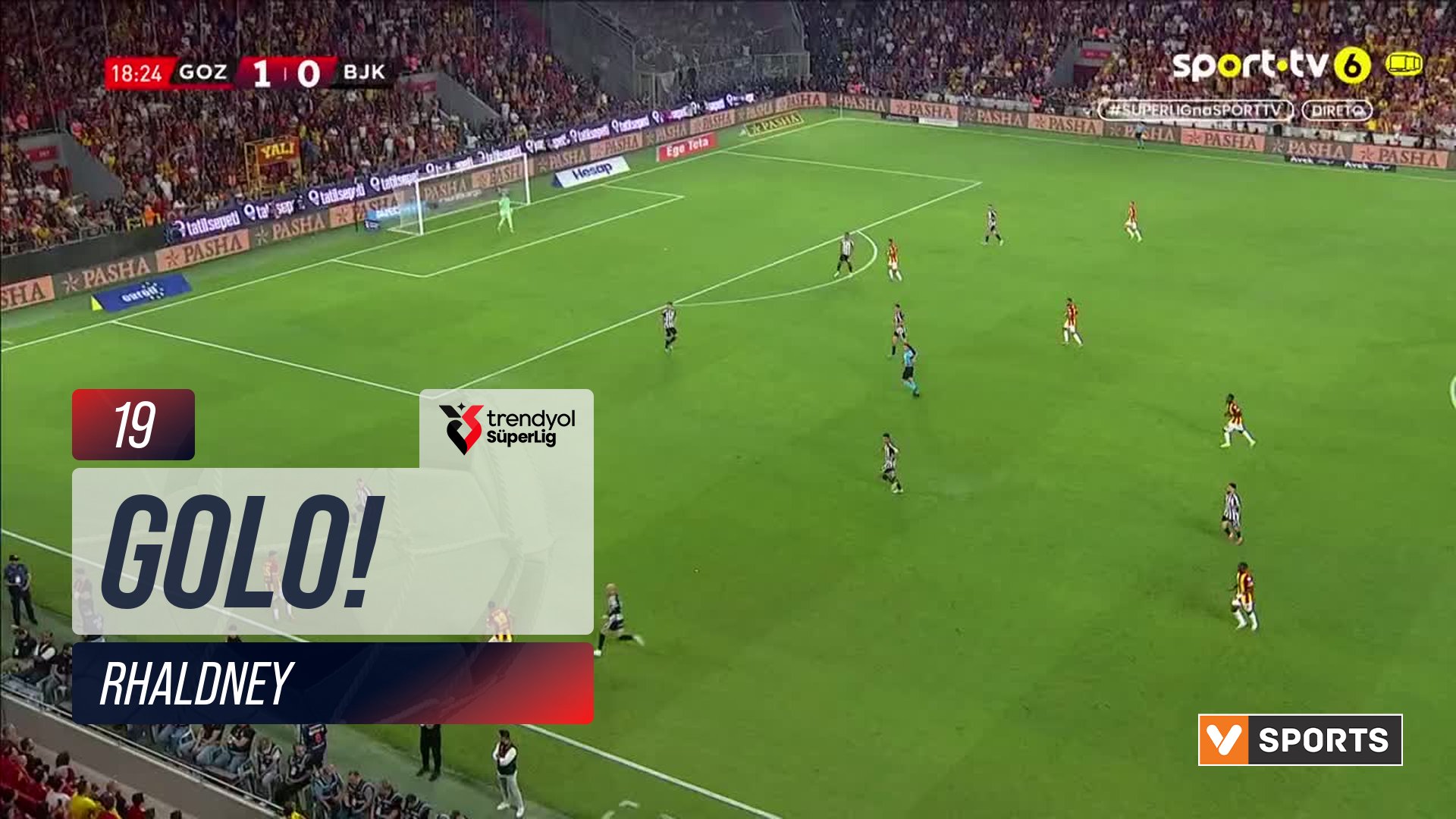 GOLO! Göztepe, Rhaldney aos 19', Göztepe 2-0 Beşiktaş