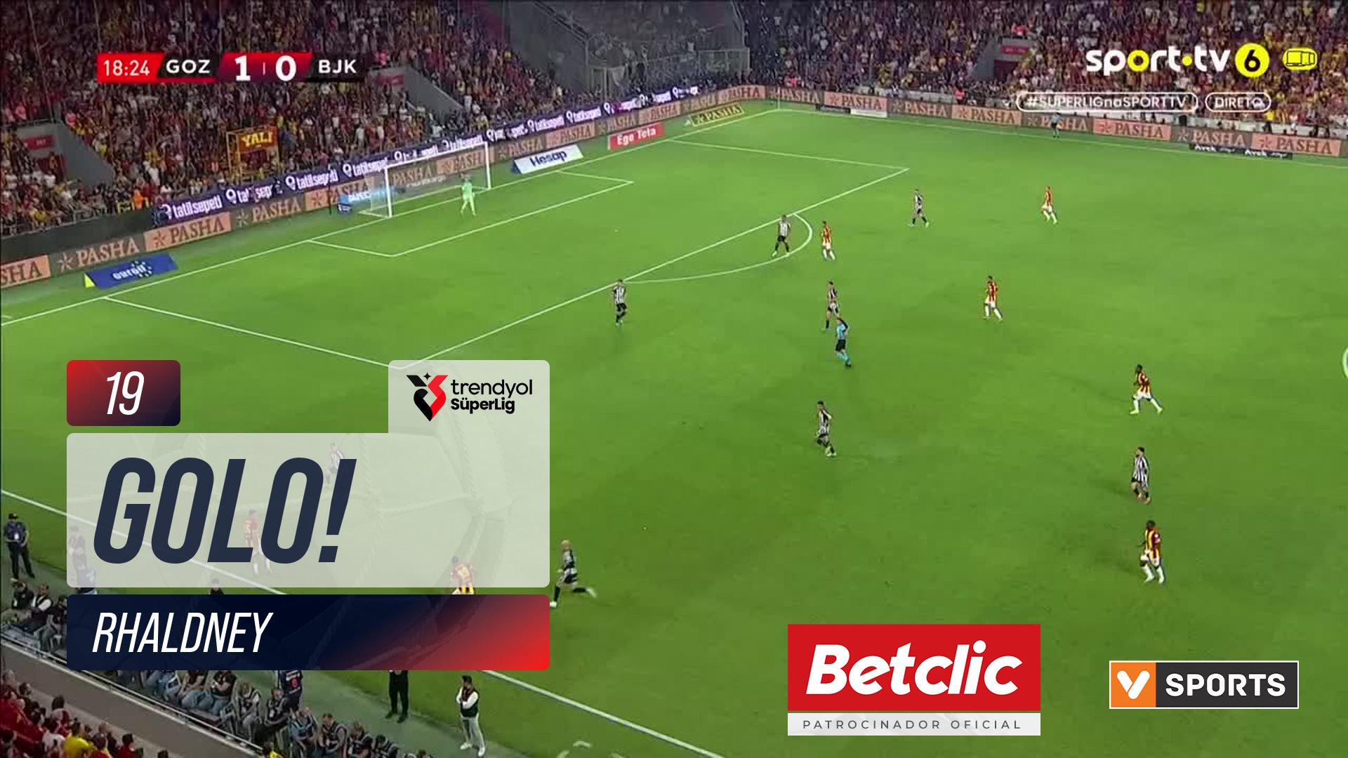 GOLO! Göztepe, Rhaldney aos 19', Göztepe 2-0 Beşiktaş