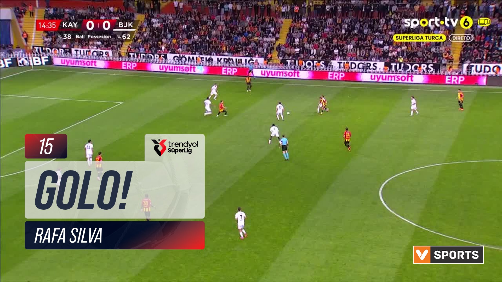 GOLO! Beşiktaş, Rafa Silva aos 15', Kayserispor 0-1 Beşiktaş