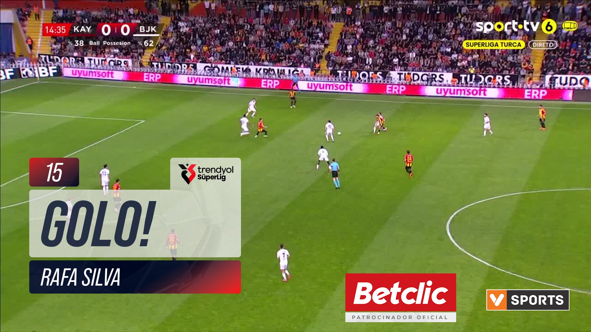 GOLO! Beşiktaş, Rafa Silva aos 15', Kayserispor 0-1 Beşiktaş