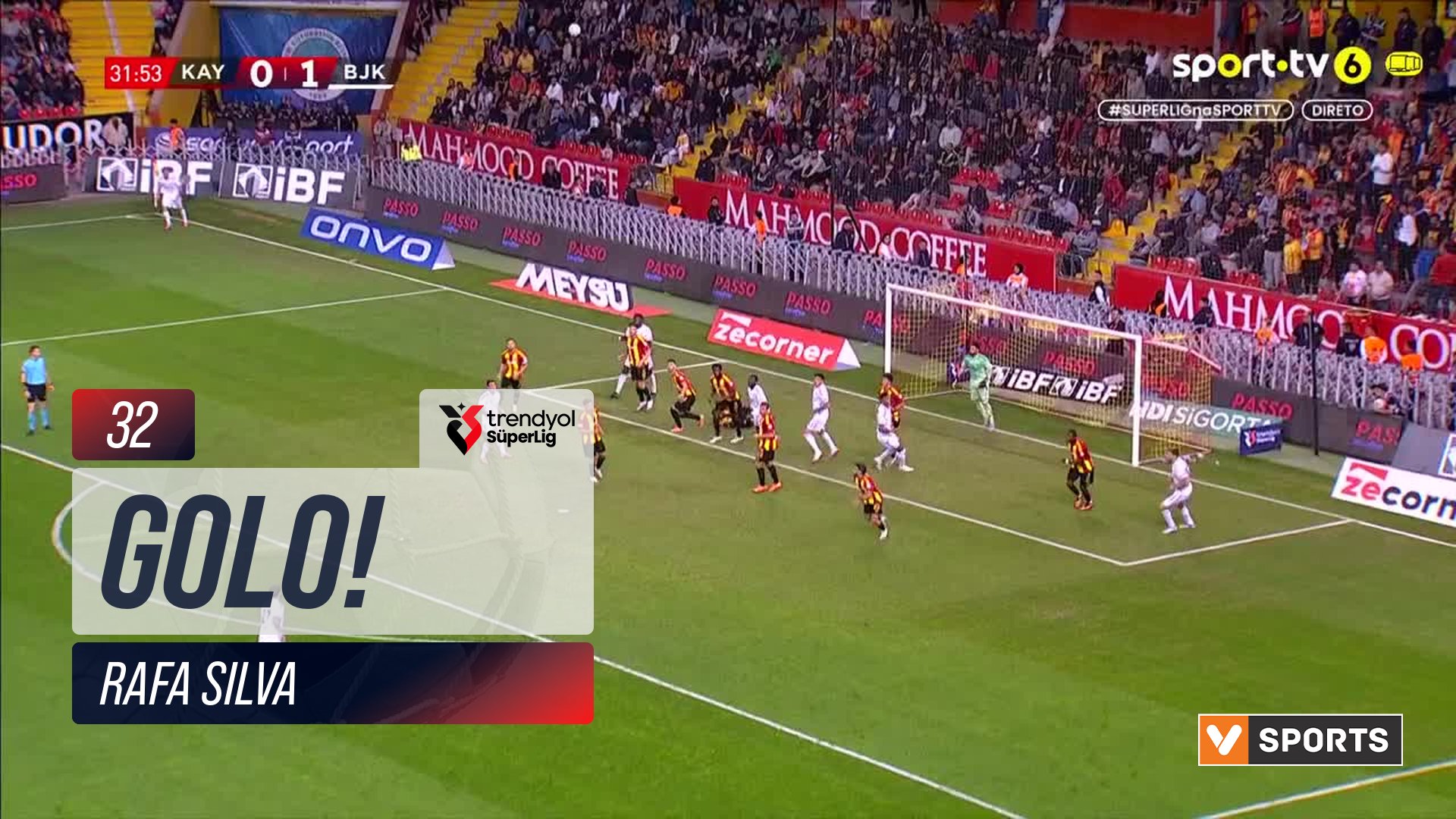 GOLO! Beşiktaş, Rafa Silva aos 32', Kayserispor 0-2 Beşiktaş