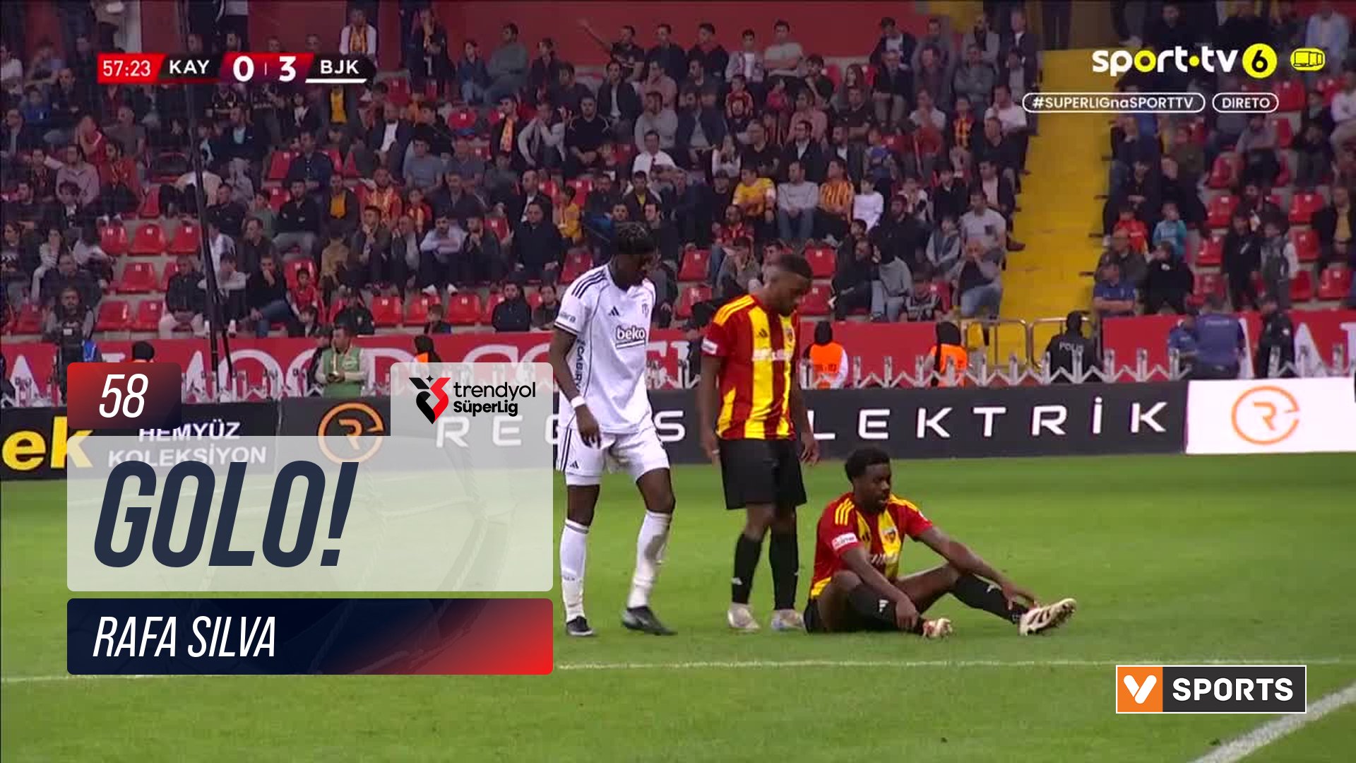 GOLO! Beşiktaş, Rafa Silva aos 58', Kayserispor 0-4 Beşiktaş
