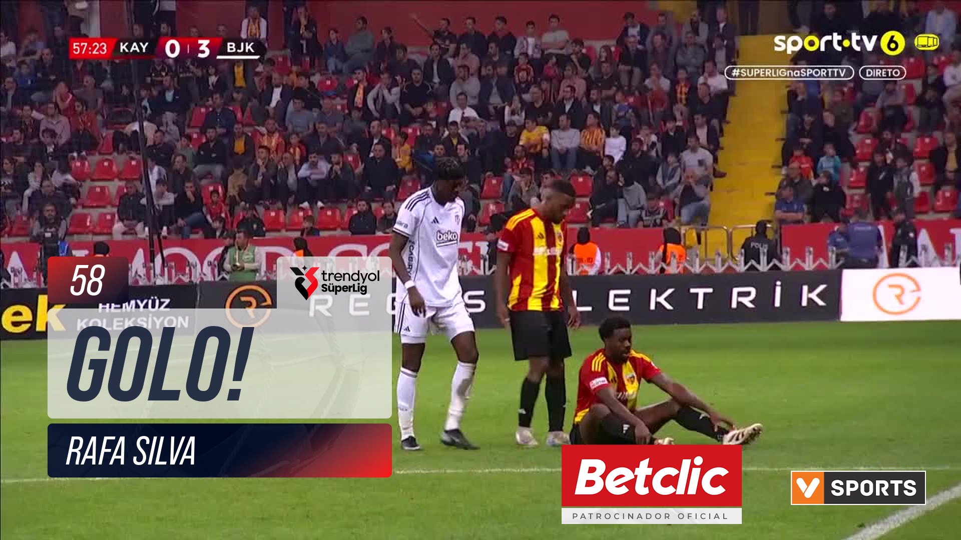 GOLO! Beşiktaş, Rafa Silva aos 58', Kayserispor 0-4 Beşiktaş