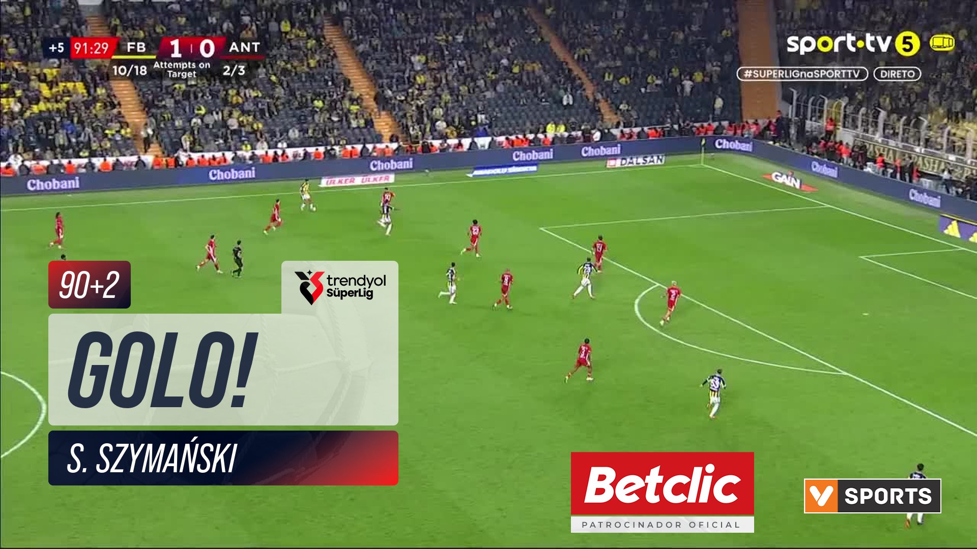 GOLO! Fenerbahçe, S. Szymański aos 90'+2', Fenerbahçe 2-0 Antalyaspor