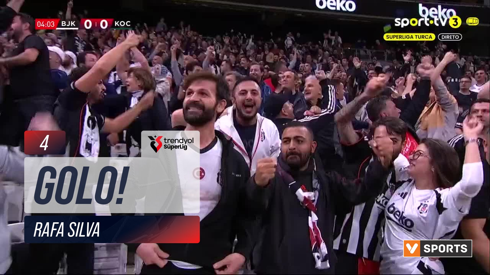 GOLO! Beşiktaş, Rafa Silva aos 4', Beşiktaş 1-0 Kocaelispor