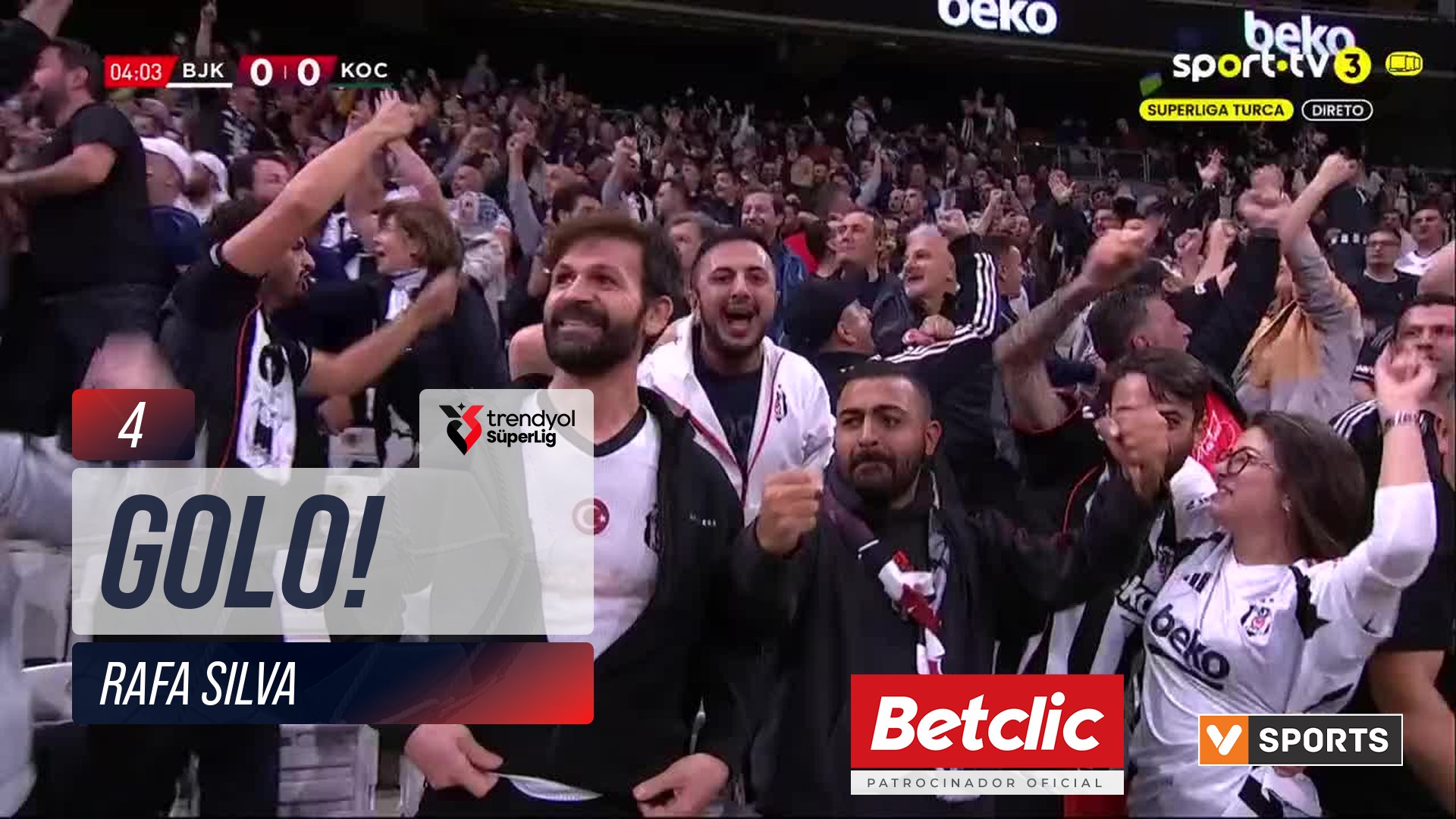 GOLO! Beşiktaş, Rafa Silva aos 4', Beşiktaş 1-0 Kocaelispor