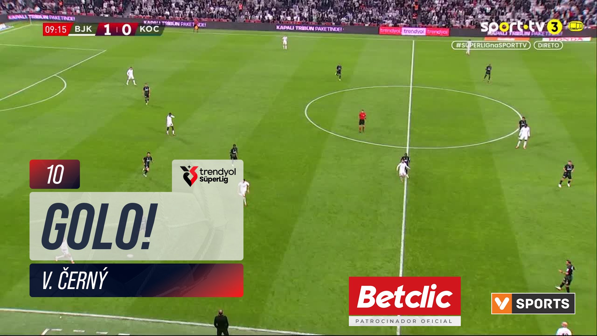 GOLO! Beşiktaş, V. Černý aos 10', Beşiktaş 2-0 Kocaelispor