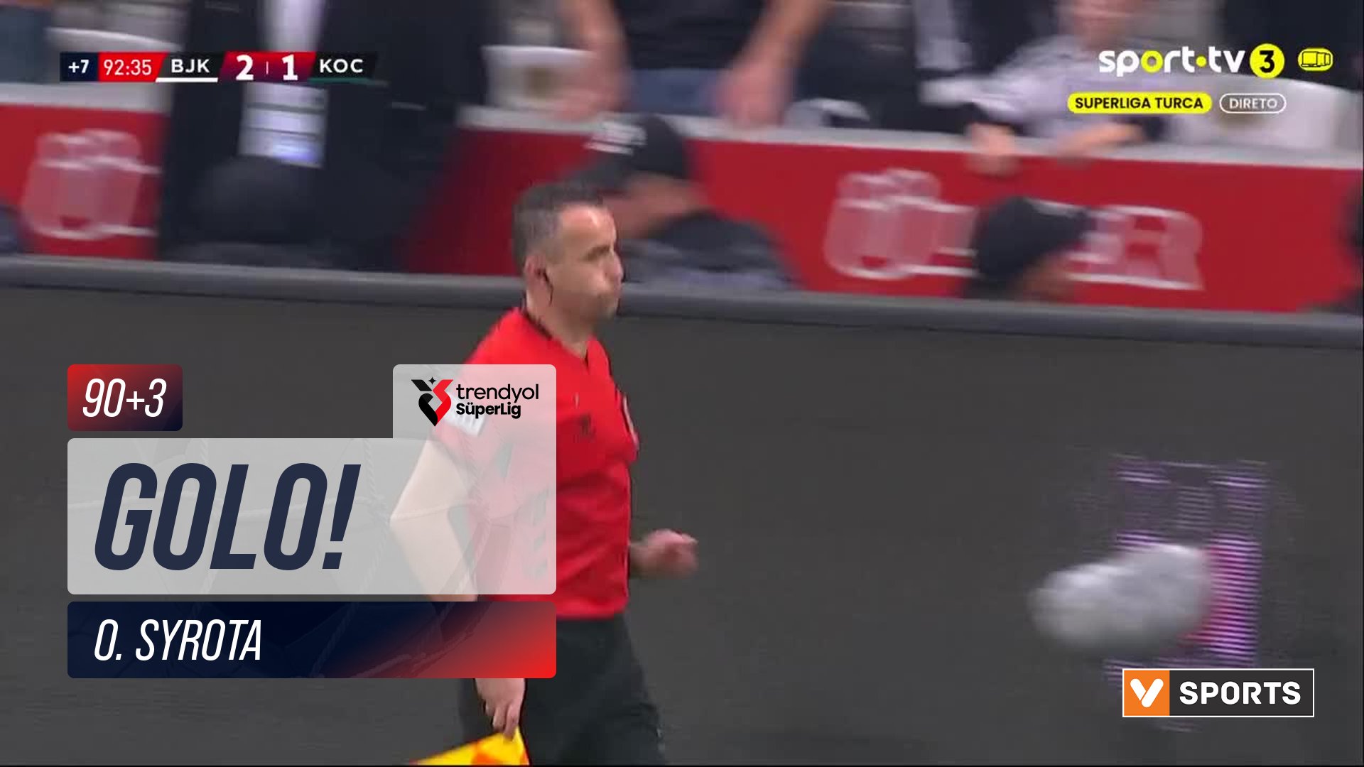 GOLO! Beşiktaş, O. Syrota (p.b.) aos 90'+3', Beşiktaş 3-1 Kocaelispor