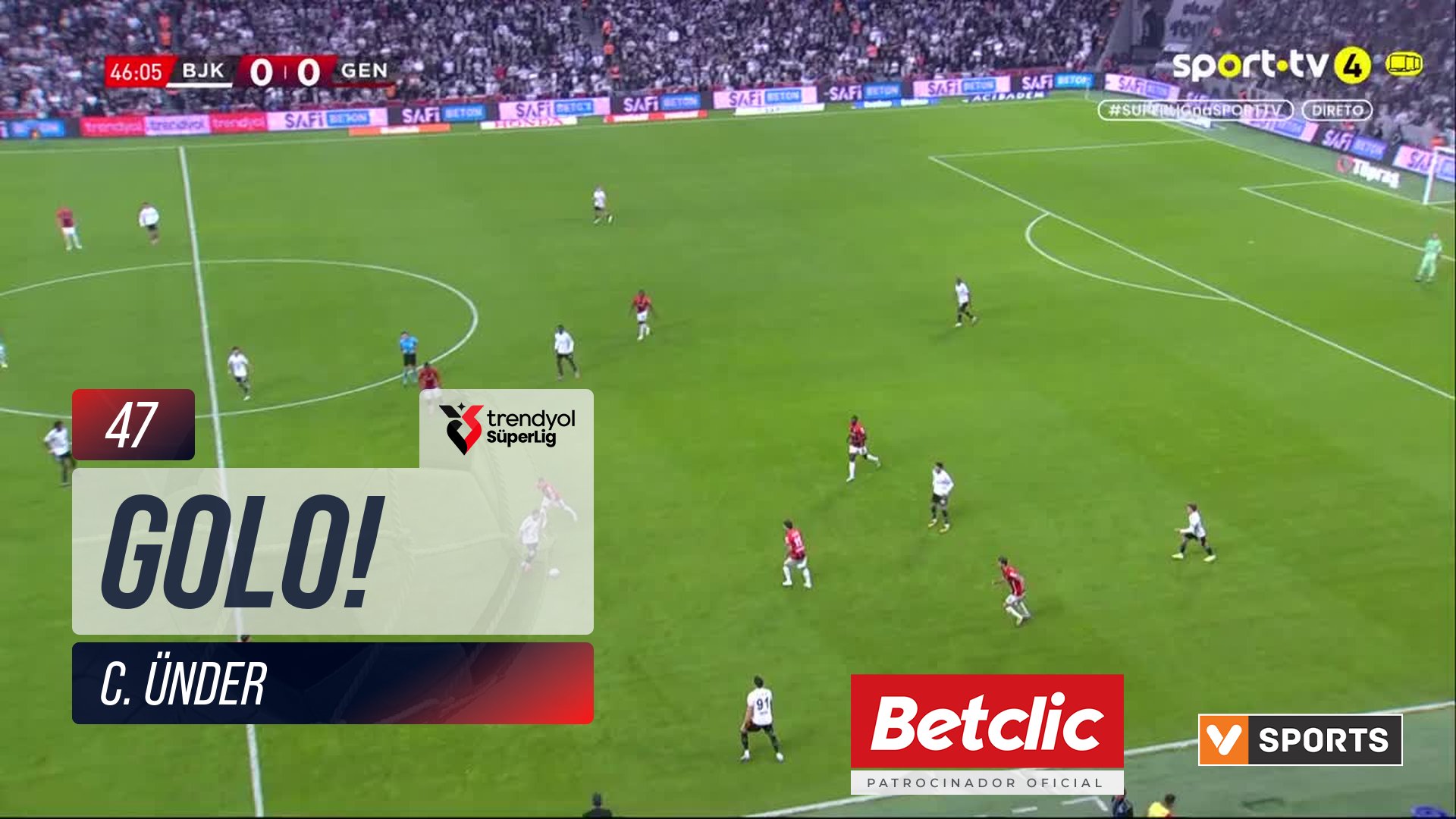 GOLO! Beşiktaş, C. Ünder aos 47', Beşiktaş 1-0 Gençlerbirliği