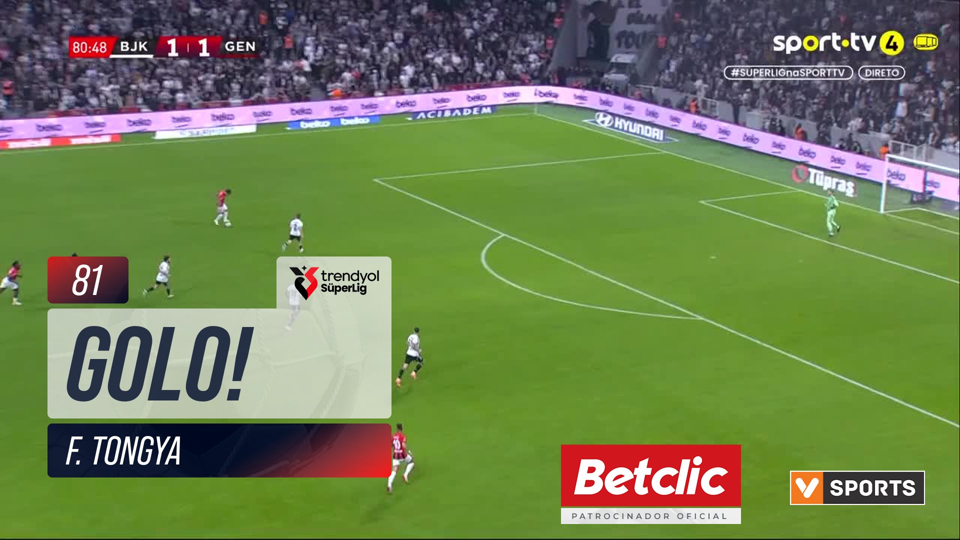GOLO! Gençlerbirliği, F. Tongya aos 81', Beşiktaş 1-2 Gençlerbirliği