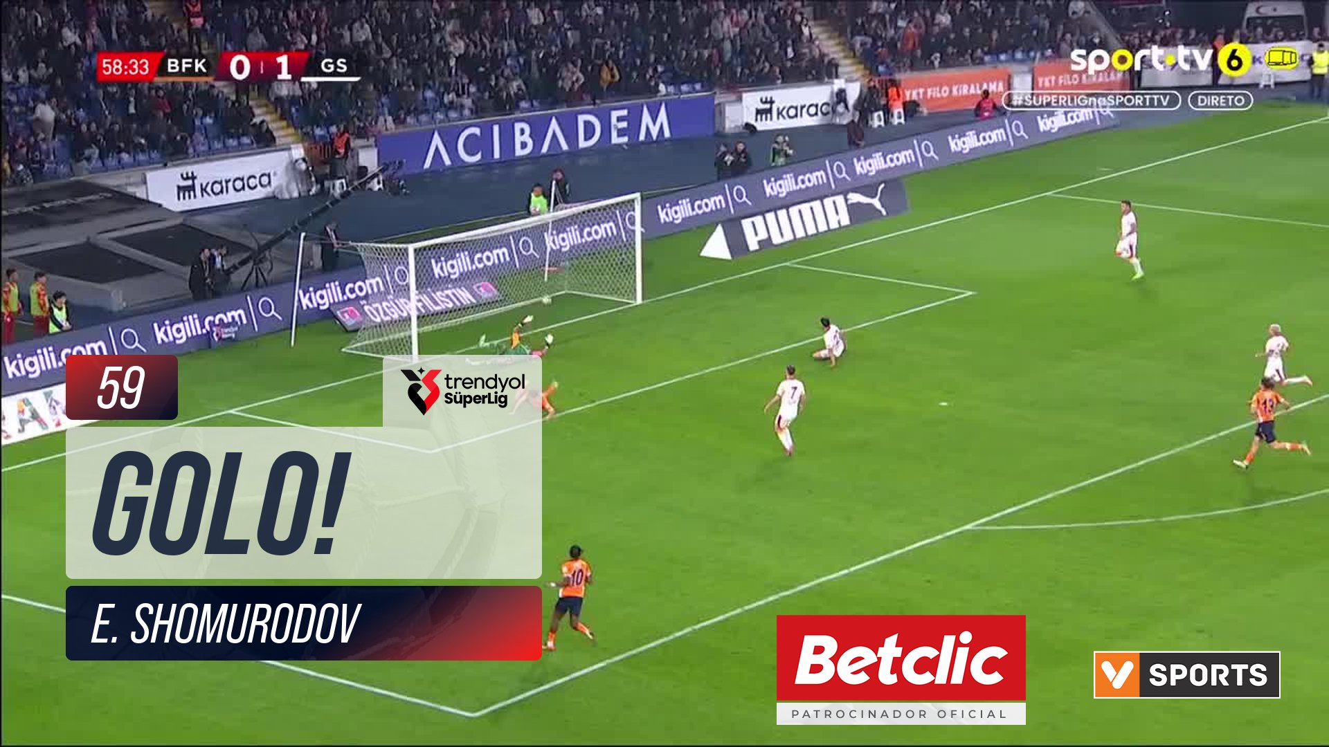 GOLO! Başakşehir, E. Shomurodov aos 59', Başakşehir 1-1 Galatasaray