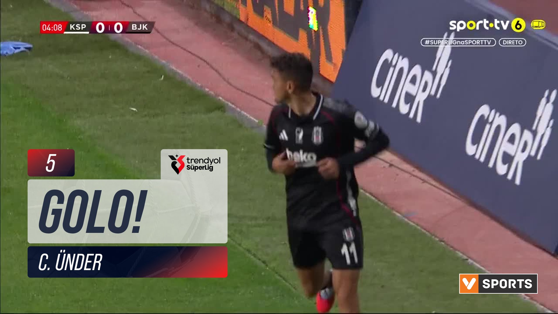GOLO! Beşiktaş, C. Ünder aos 5', Kasımpaşa 0-1 Beşiktaş