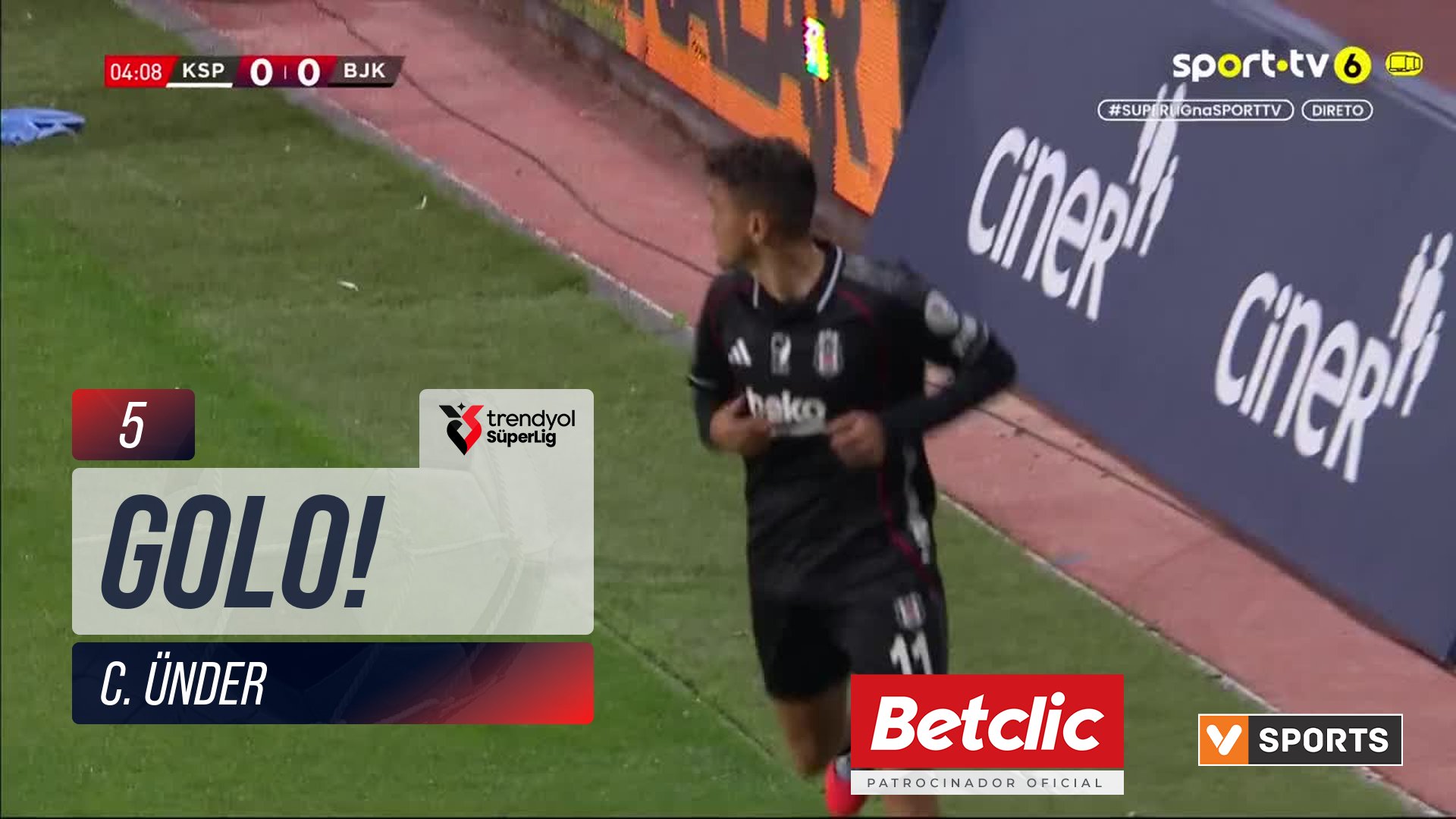 GOLO! Beşiktaş, C. Ünder aos 5', Kasımpaşa 0-1 Beşiktaş