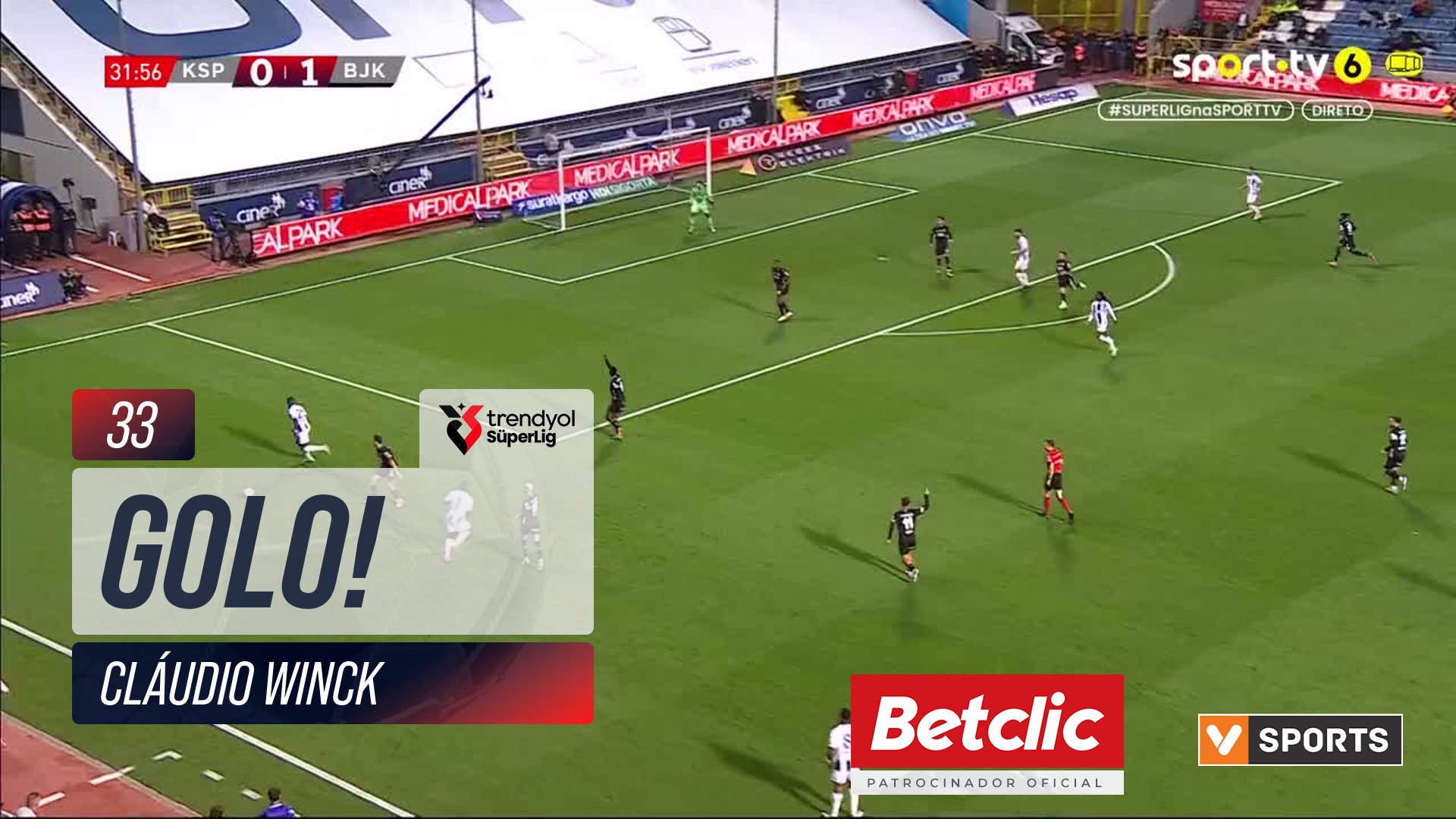 GOLO! Kasımpaşa, Cláudio Winck aos 33', Kasımpaşa 1-1 Beşiktaş