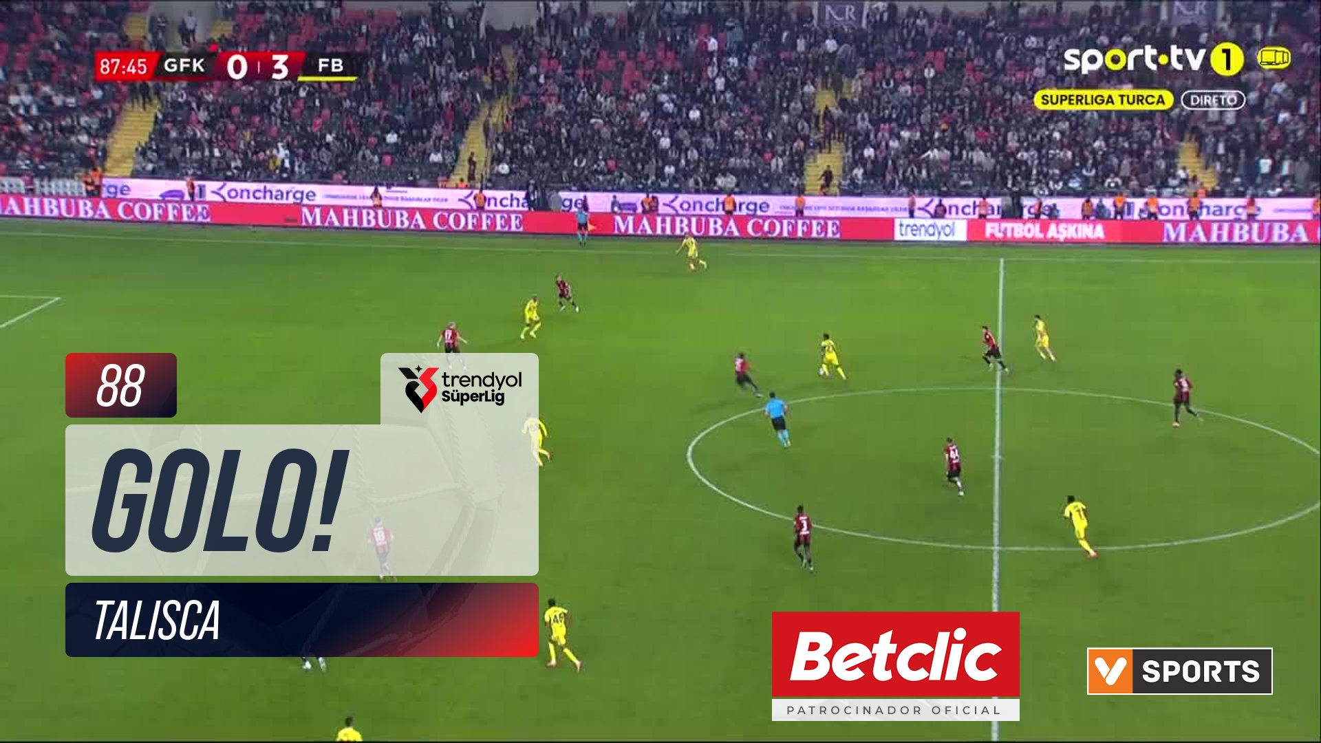GOLO! Fenerbahçe, Talisca aos 88', Gaziantep FK 0-4 Fenerbahçe