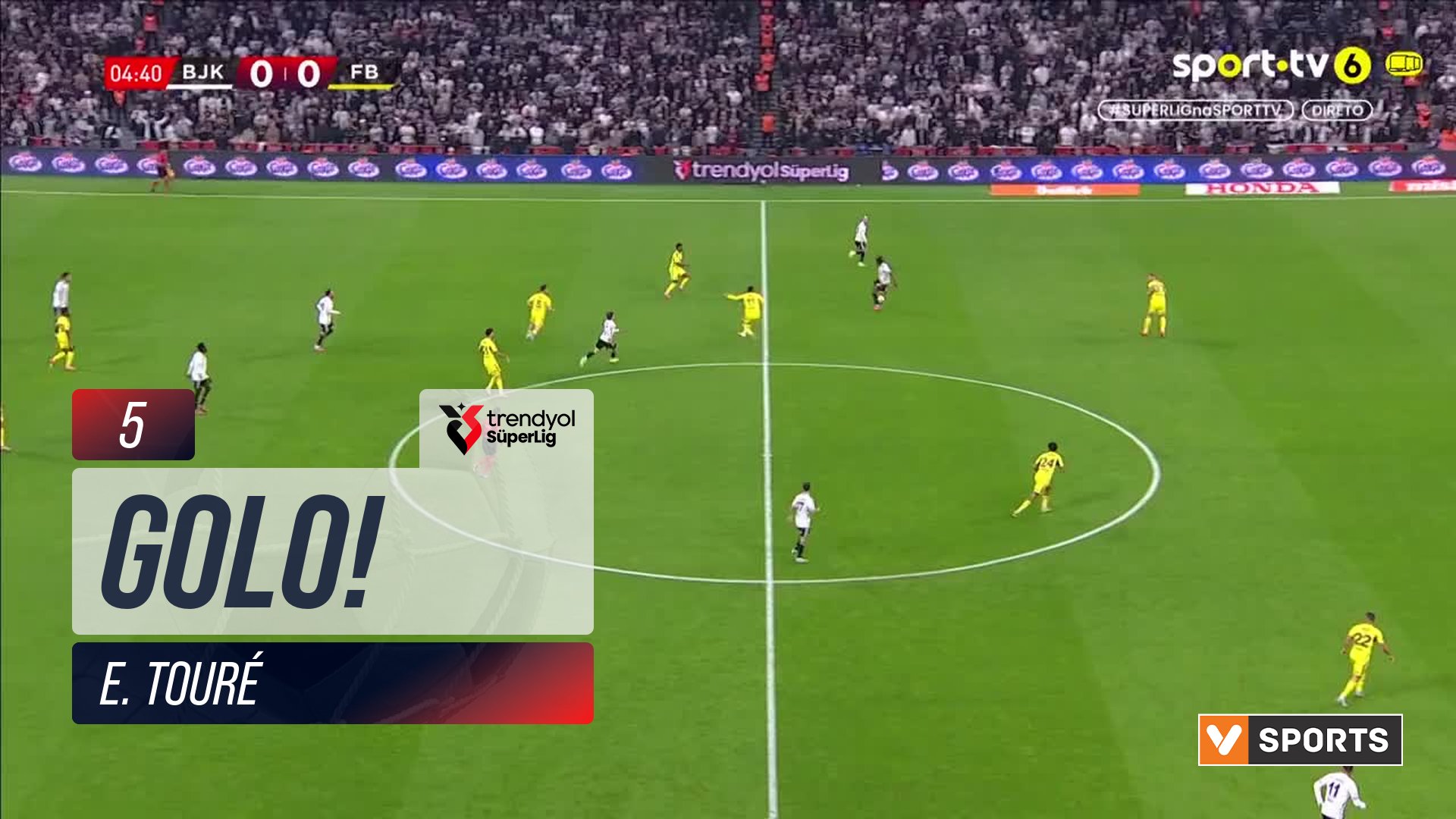 GOLO! Beşiktaş, E. Touré aos 5', Beşiktaş 1-0 Fenerbahçe