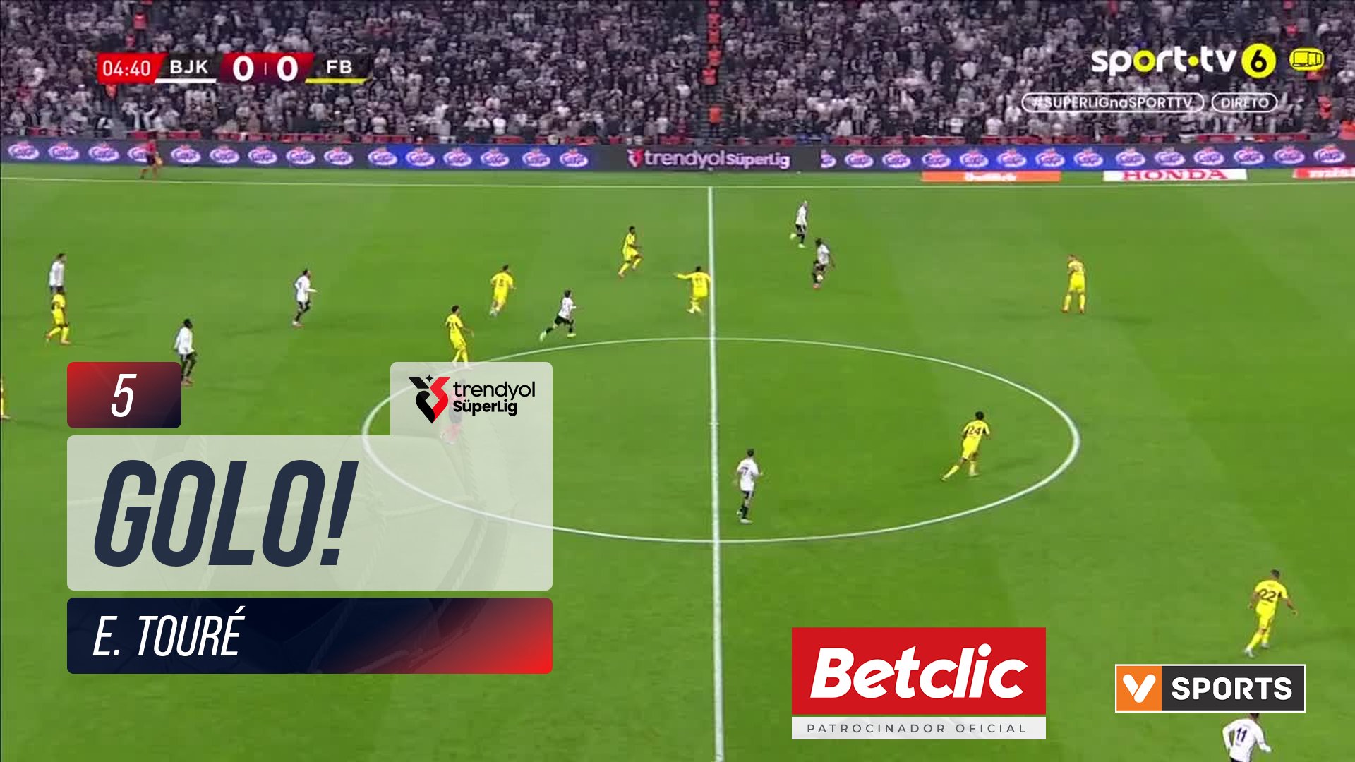 GOLO! Beşiktaş, E. Touré aos 5', Beşiktaş 1-0 Fenerbahçe