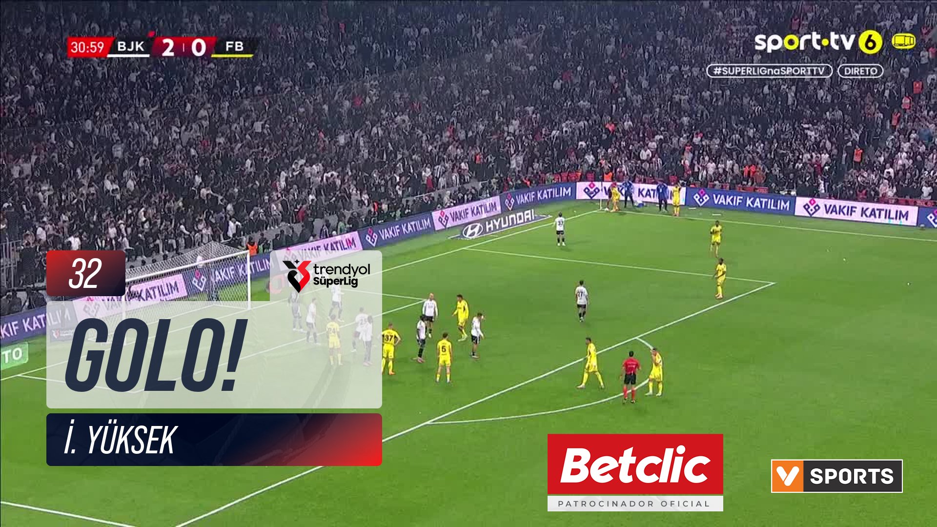 GOLO! Fenerbahçe, İ. Yüksek aos 32', Beşiktaş 2-1 Fenerbahçe