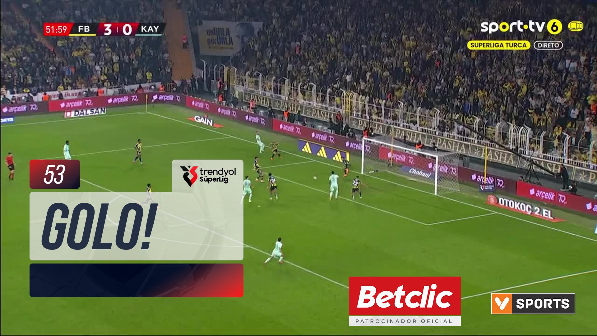 Liga Turca (12ª Jornada): Resumo Fenerbahçe 4-2 Kayserispor