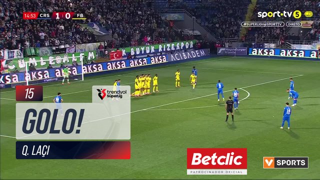 GOLO! Rizespor, Q. Laçi aos 15', Rizespor 2-0 Fenerbahçe