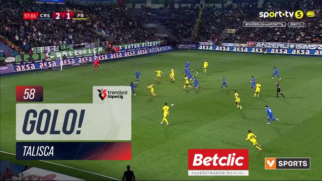 GOLO! Fenerbahçe, Talisca aos 58', Rizespor 2-2 Fenerbahçe