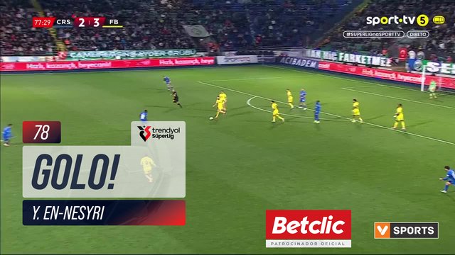 GOLO! Fenerbahçe, Y. En-Nesyri aos 78', Rizespor 2-4 Fenerbahçe