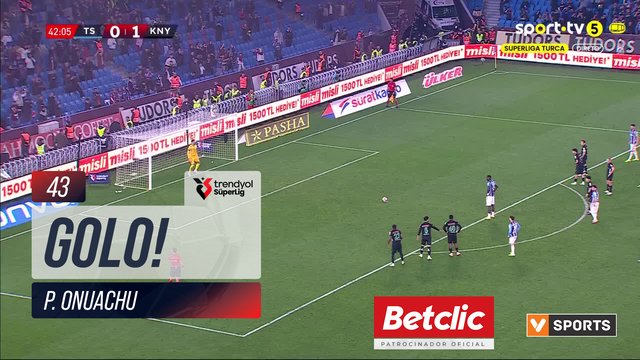 GOLO! Trabzonspor, P. Onuachu aos 43', Trabzonspor 1-1 Konyaspor