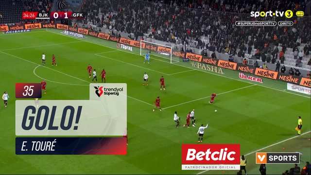 GOLO! Beşiktaş, E. Touré aos 35', Beşiktaş 1-1 Gaziantep FK