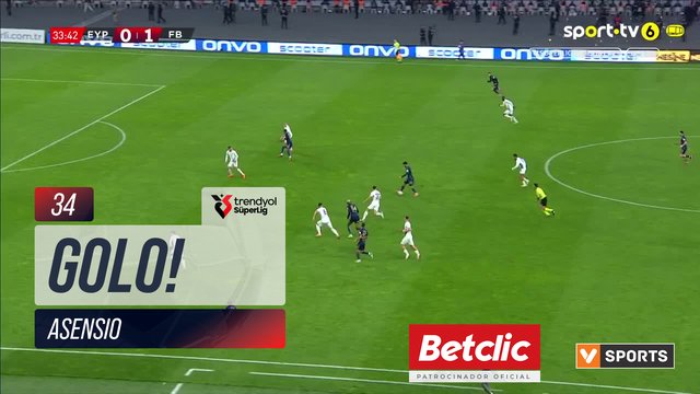 GOLO! Fenerbahçe, Asensio aos 34', Eyüpspor 0-2 Fenerbahçe
